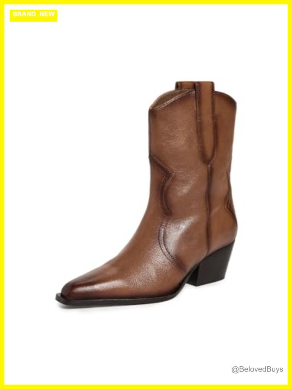 Free People Cat Nap Cowboy Boots Two-Toned Leather Western Pointed Toe Block